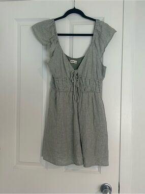 Hollister Light Green Gingham Tie-Front Romper